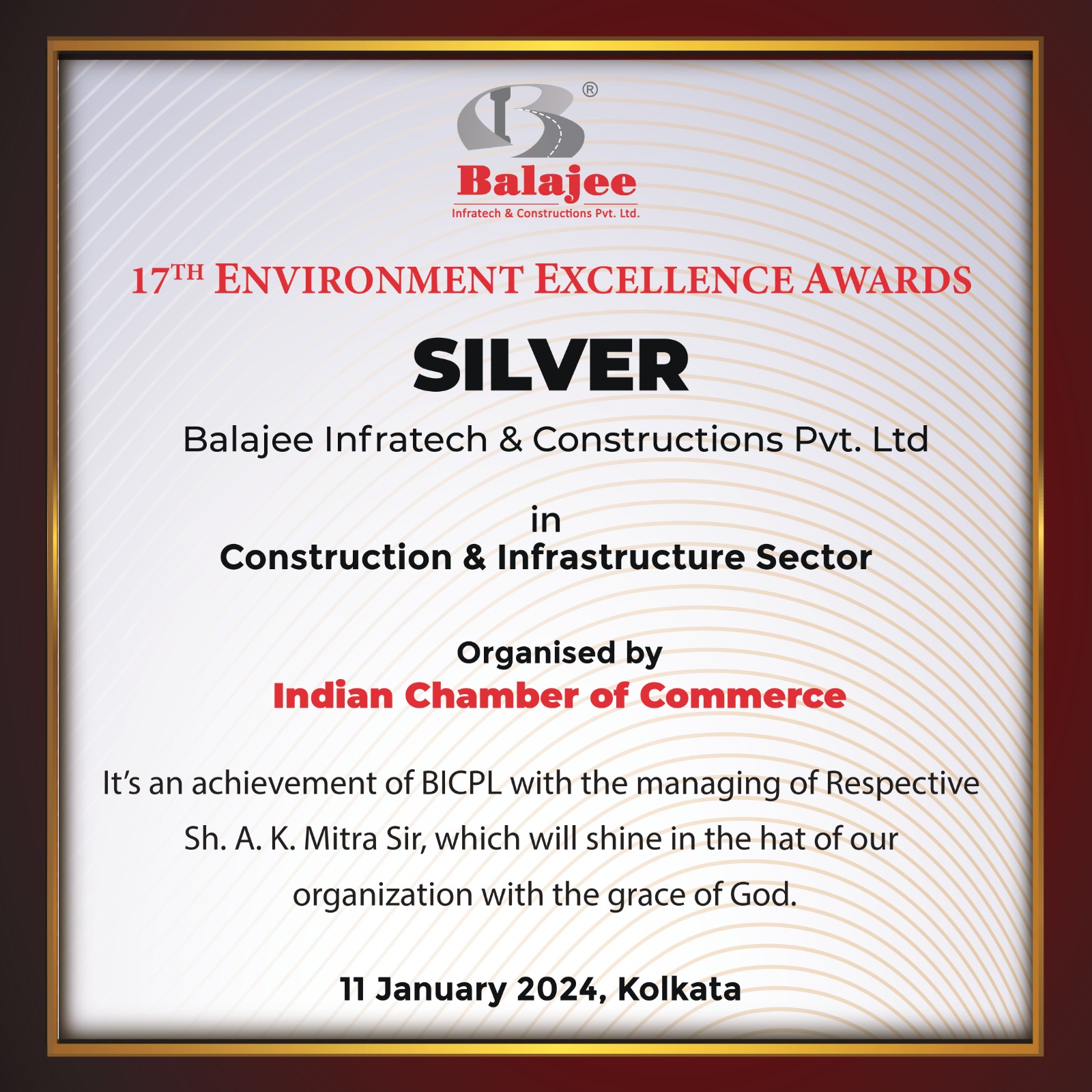 Environment Excellence — Acknowledgement
