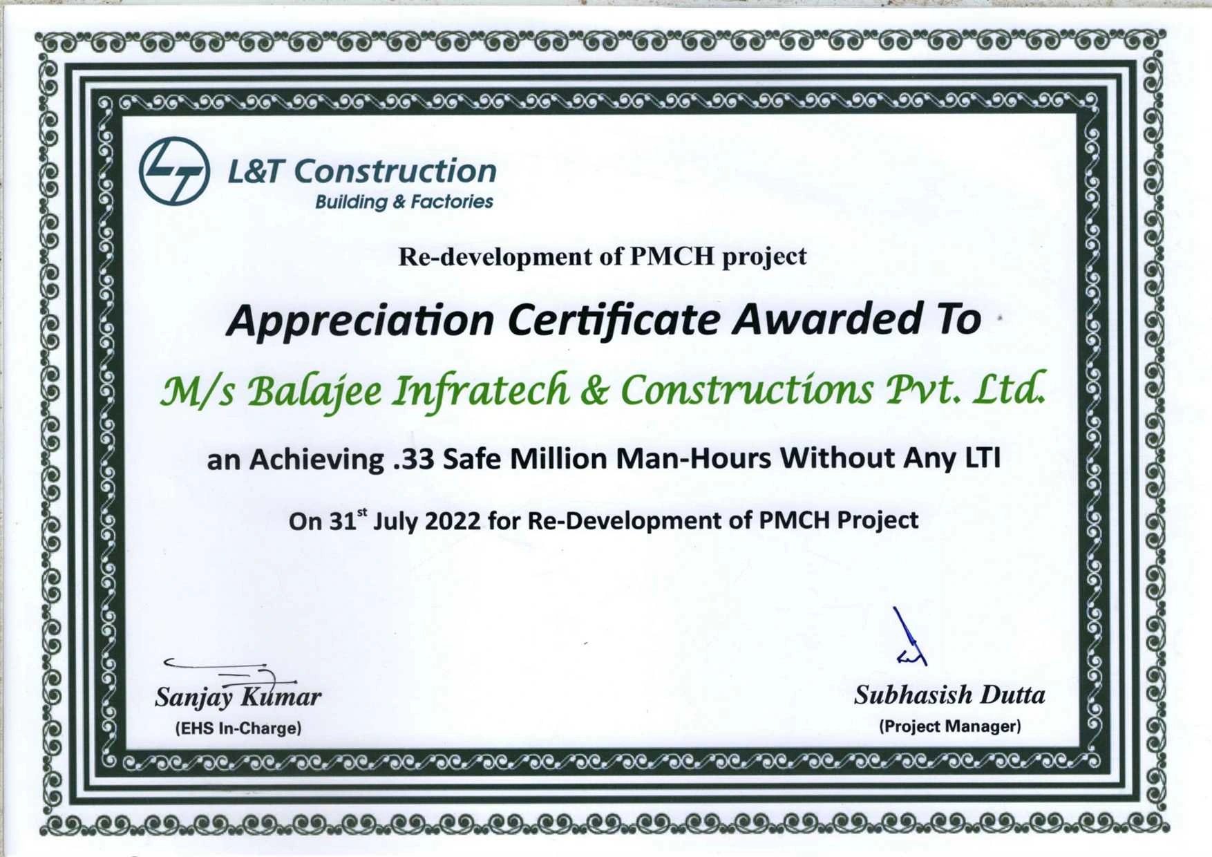 PMCH Redevelopment — Safety Milestone