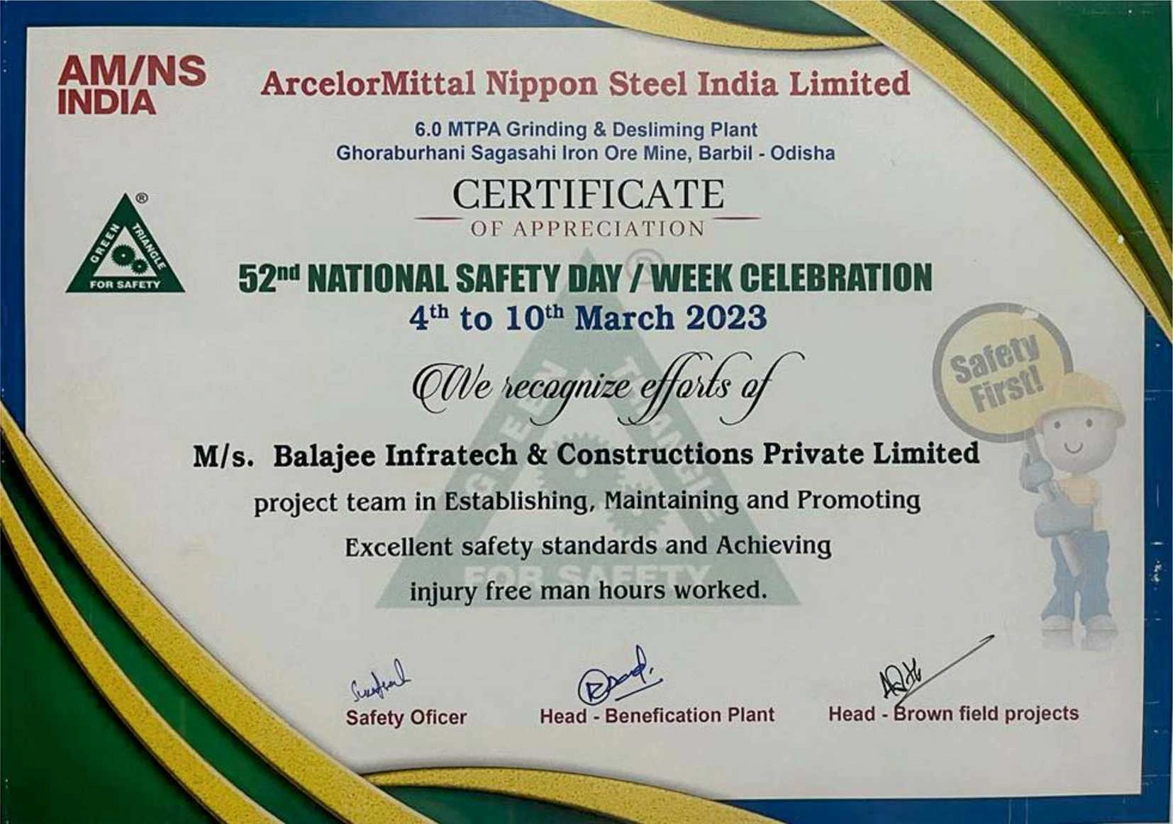 National Safety Day Appreciation